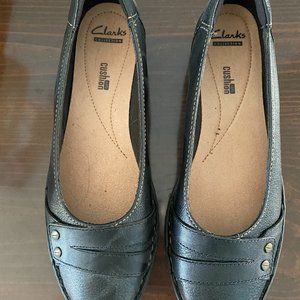 Clark Pegg Abbie Black Leather Flats
